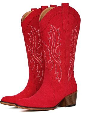 Cowboy Boots For Women Western Cowgirl Boots Mid Calf Snip Toe